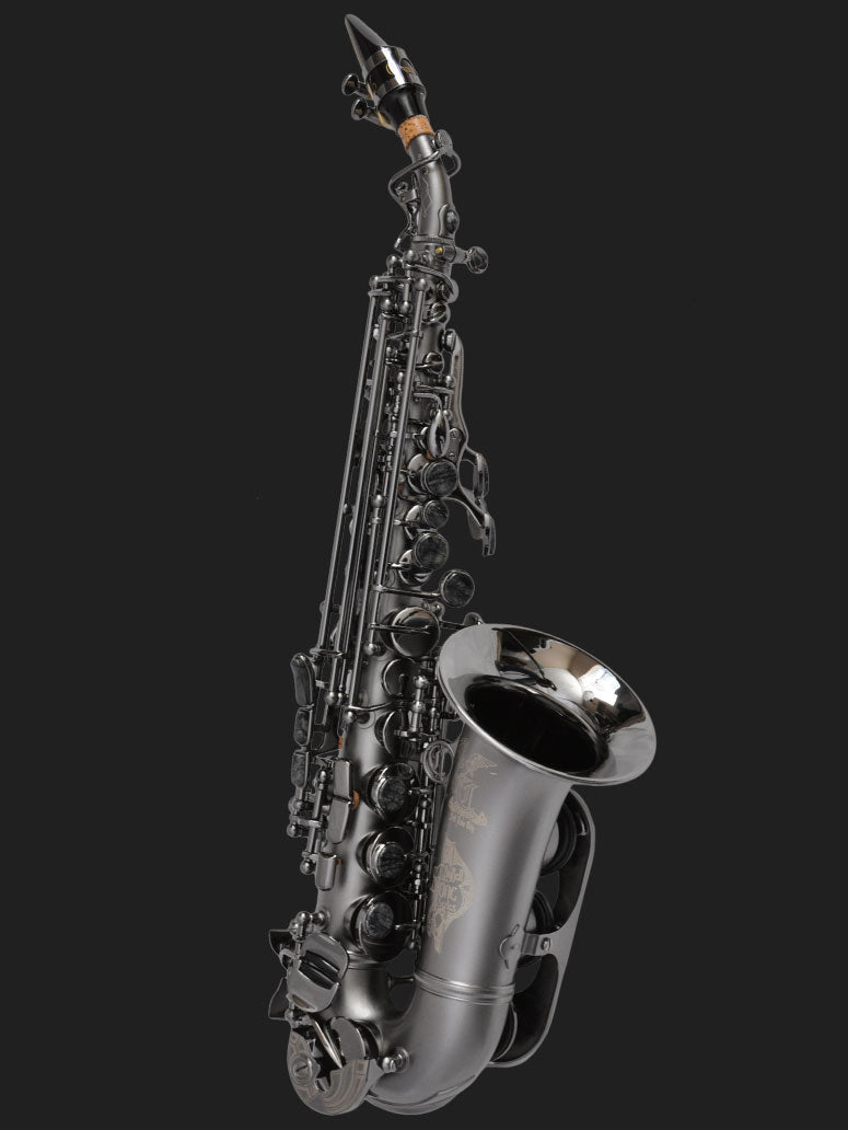 Cannonball SC5-B Ice B Big Bell® Stone Series® Sassofono soprano curvo – The Raven® Iced Black