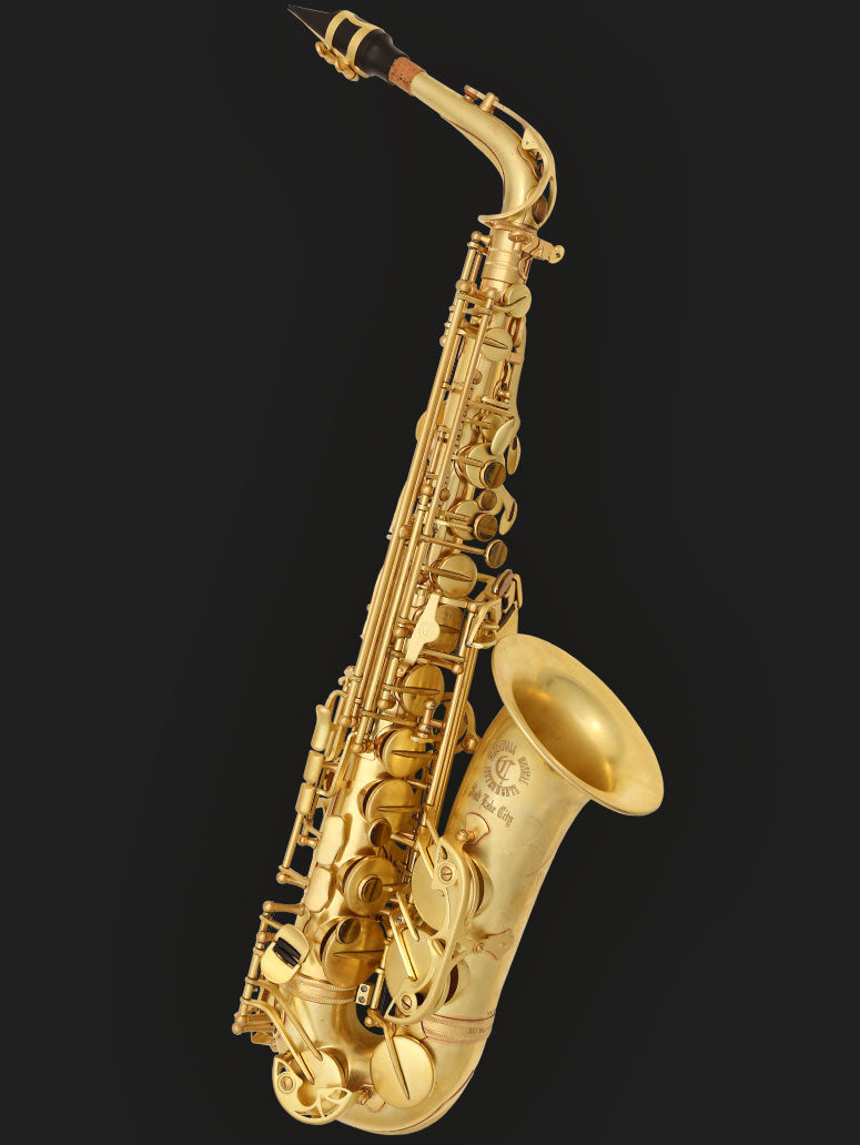 Cannonball A4 Big Bell Stone Series alto saxophone in Mad Meg unlacquered finish