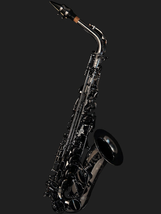 Cannonball A4-B Big Bell Stone Series alto saxophone in polished black nickel finish
