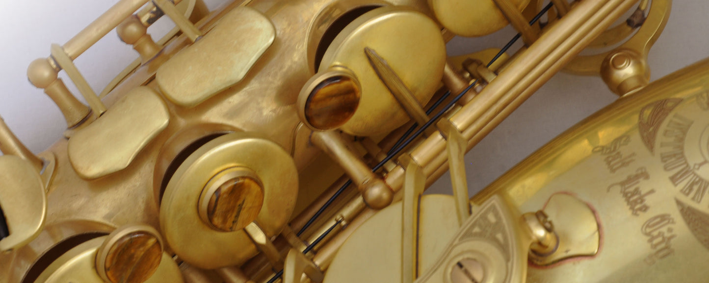 Cannonball T4 tenor saxophone unlacquered brass keywork detail
