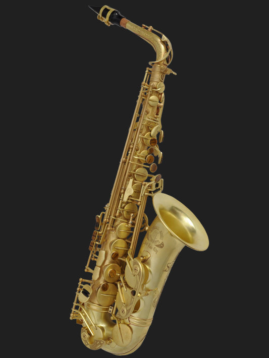 Cannonball A5 Big Bell Stone Series alto saxophone in Mad Meg unlacquered finish