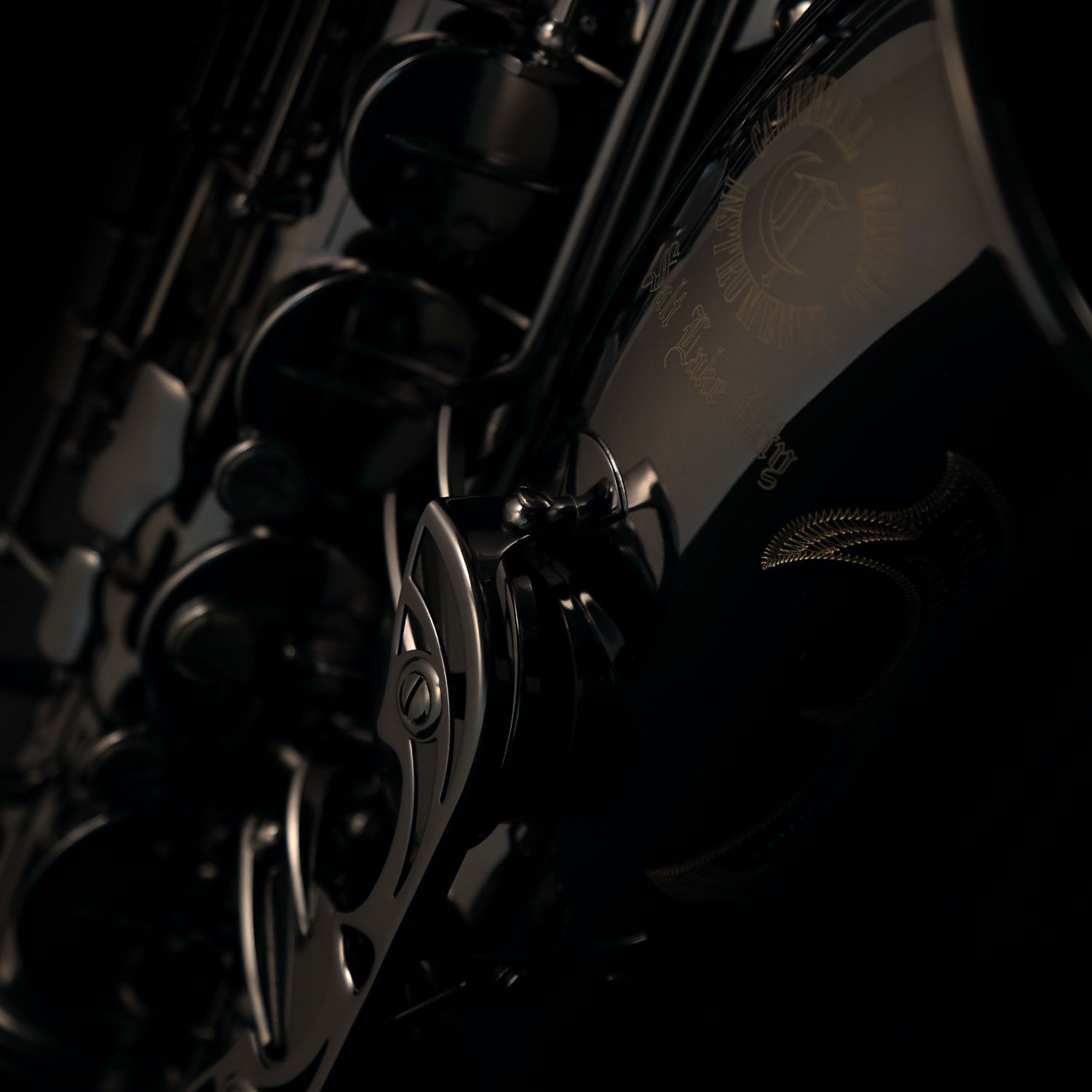 Cannonball T4-B tenor saxophone polished black nickel keywork detail