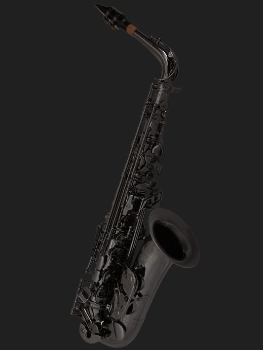 Cannonball A5-B Big Bell Stone Series alto saxophone in polished black nickel finish