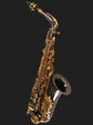 Cannonball A5-BL Big Bell Stone Series alto saxophone with black nickel body and gold lacquer keys