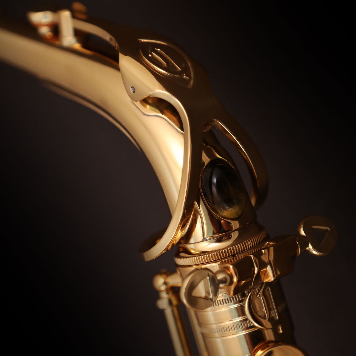 Cannonball A4-L alto saxophone neck and octave key detail