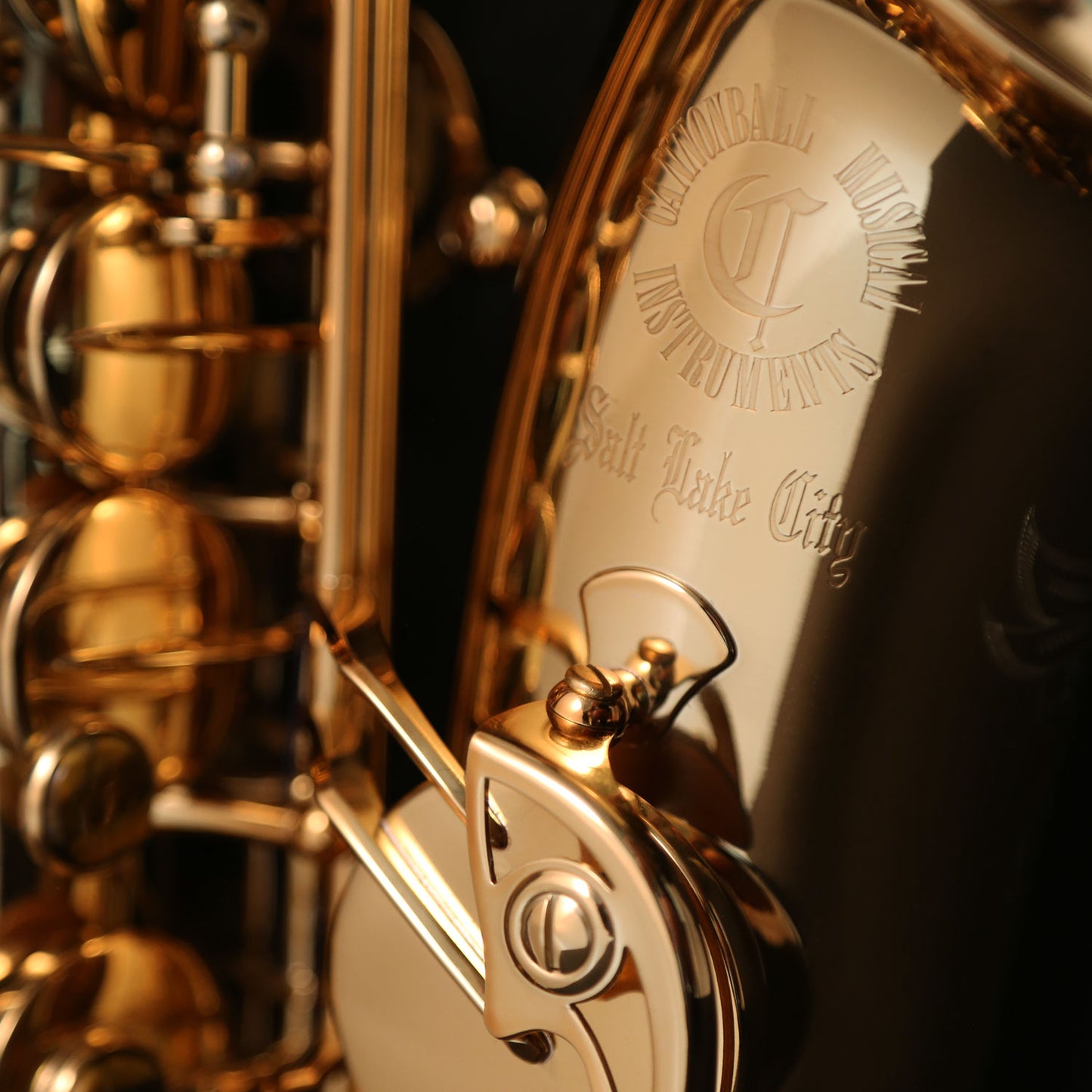 Cannonball A4-L alto saxophone bell and keywork detail