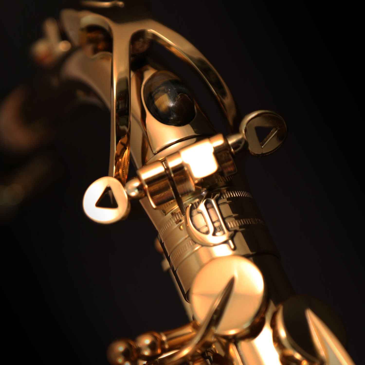 Cannonball A4-L alto saxophone neck and octave key detail